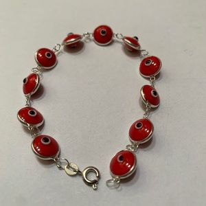 🧿 Evil Eye Red Sterling Silver Good Luck Bracelet - NEW